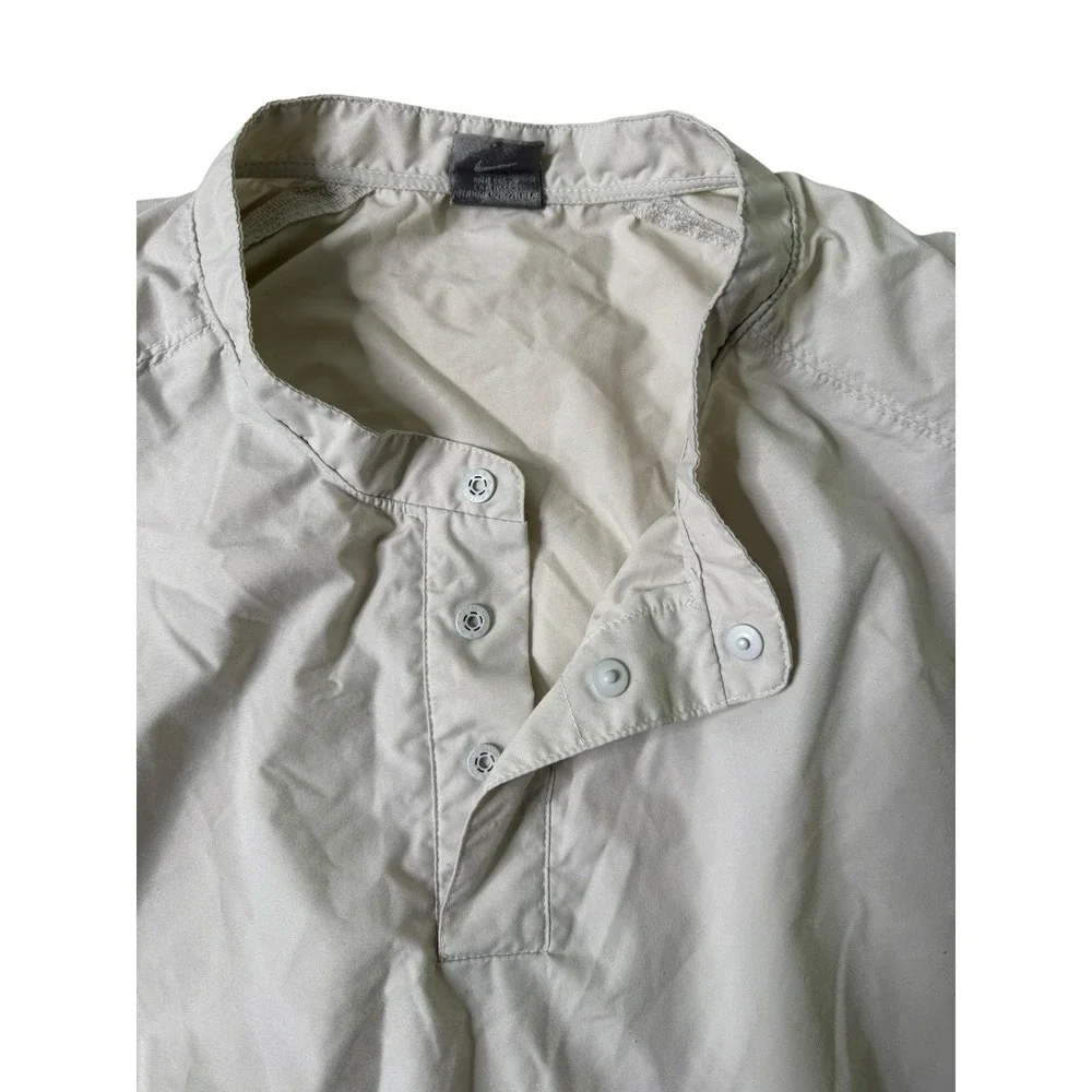 Vintage Nike Jacket Men's Size 2XL Beige Wind Shirt Long Sleeve Windbreaker Y2k